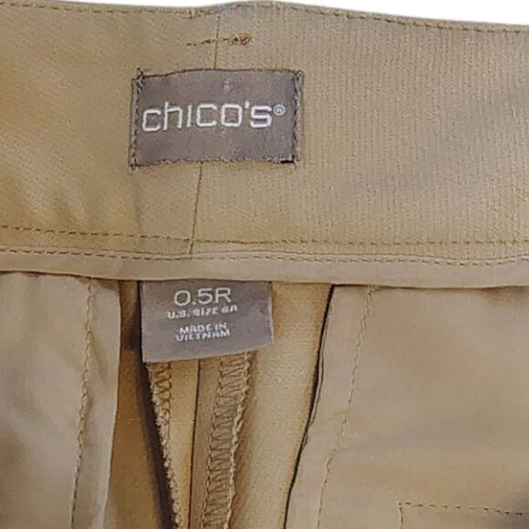 Chico's Beige Straight Leg High-rise Zip Front Pants with Pockets Size U.S. 6 R - Picture 5 of 9